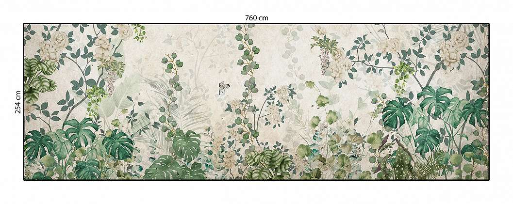 Modern botanikus mintás vinyl mosható poszter tapéta egyedi 760x254