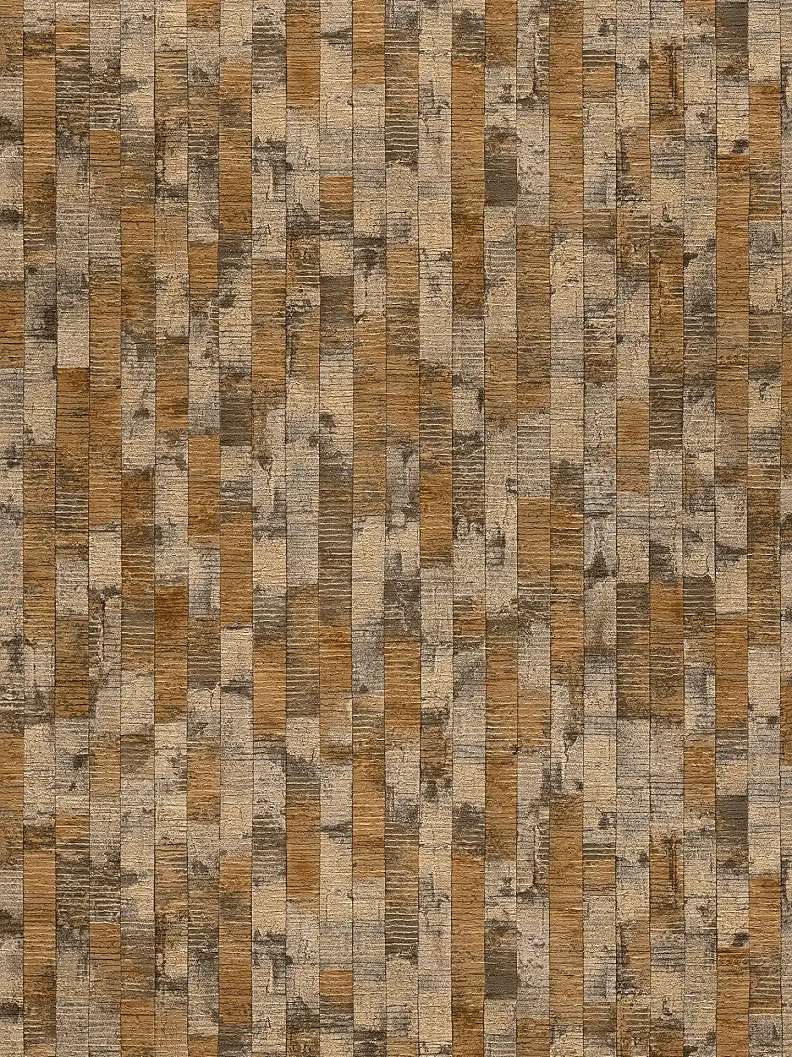 Modern csíkos fahatású mintás design tapéta enyhén fényes barna és szürke színvilágban