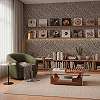 Modern csíkos fahatású mintás design tapéta enyhén fényes beige és sötétszürke színvilágban