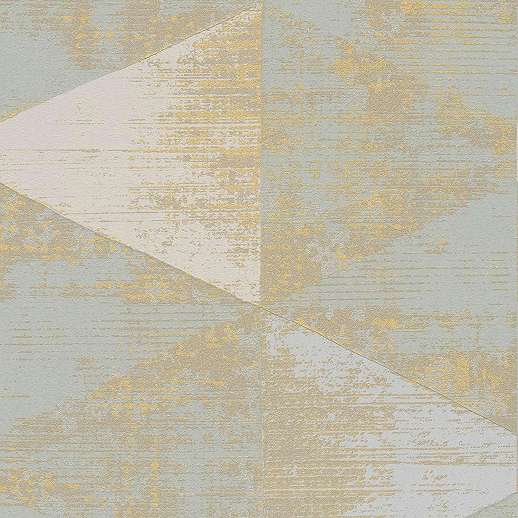 Modern design tapéta koptatott geometriai mintával kékes arany szinekkel