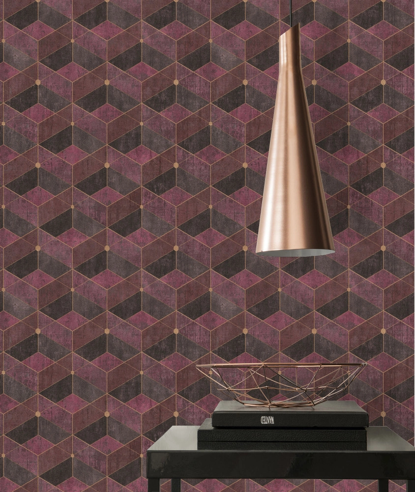 Modern design tapéta lila szürke geometrikus mintával