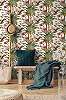 Modern design tapéta trópusi pálmafa, papagáj és virág mintával