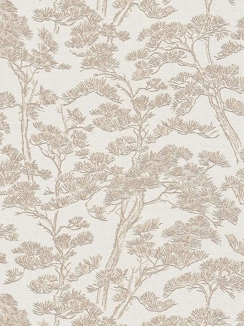 Modern fa mintás design tapéta matt törtfehér és világosbarna színvilágban