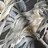 Modern fekete bézs design tapéta trendi trópusi pálmalevél és madár mintával