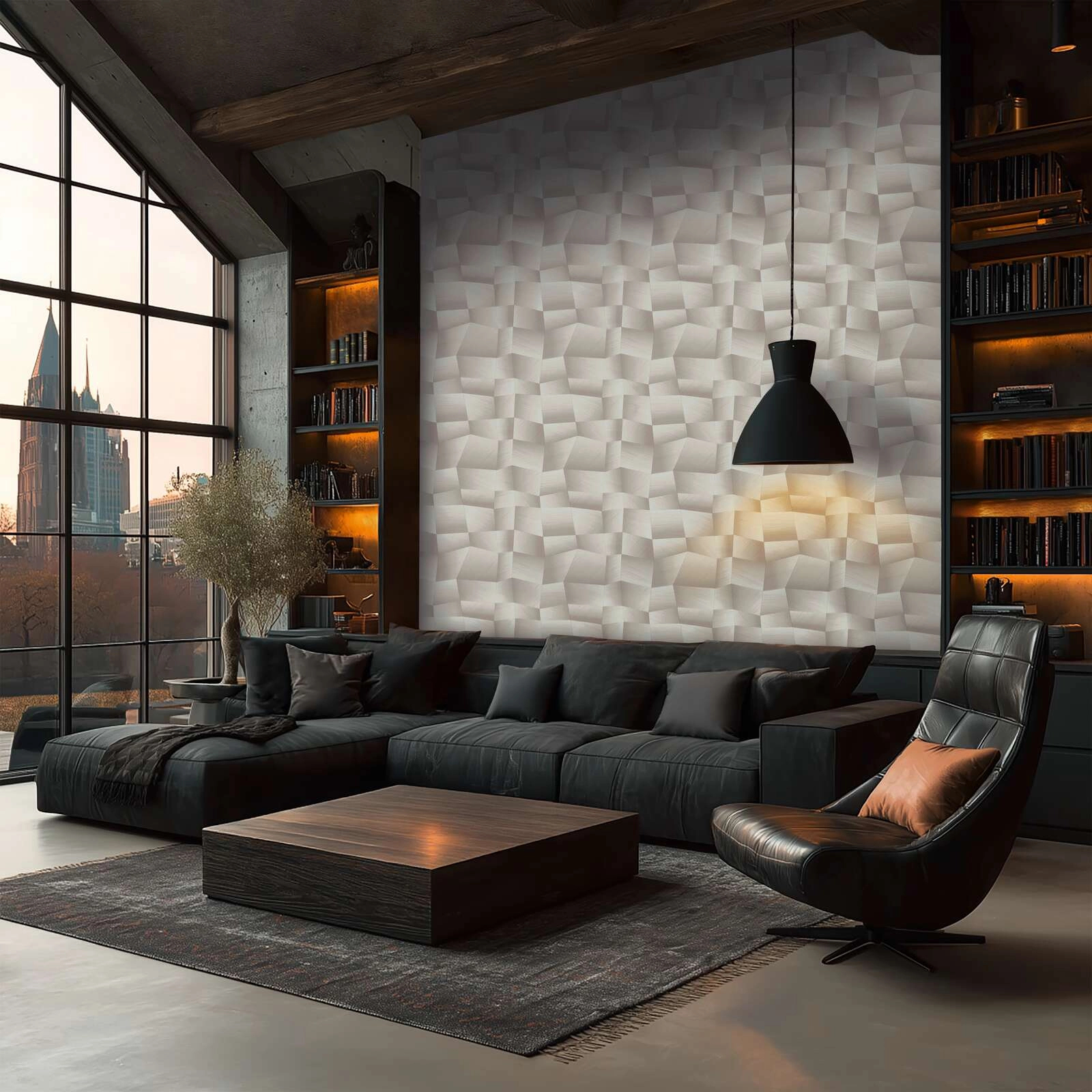 Modern geometria mintás design tapéta szürke színvilágban