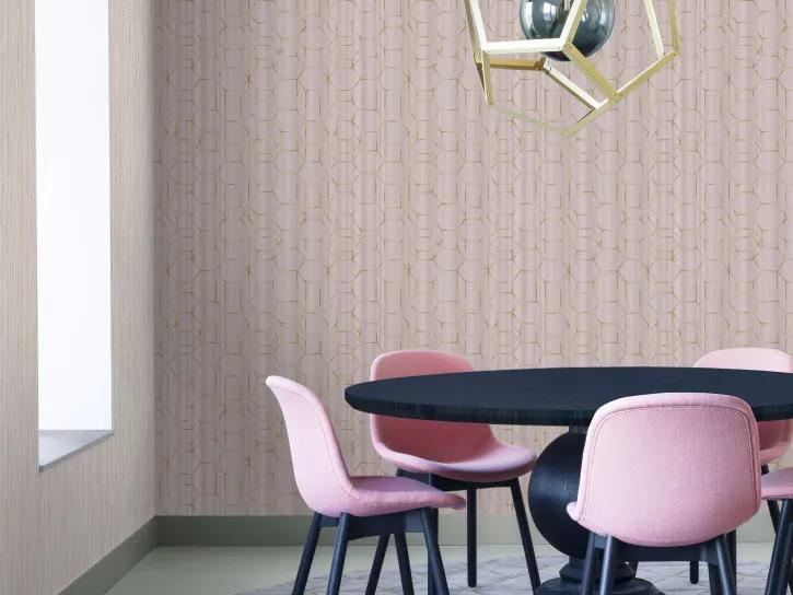 Modern geometrikus design tapéta pasztell rózsaszín színvilágban
