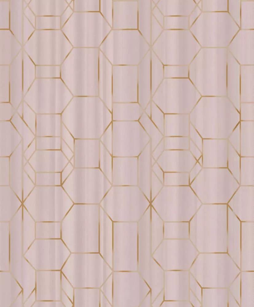 Modern geometrikus design tapéta pasztell rózsaszín színvilágban
