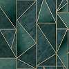 Modern geometrikus mintás vlies tapéta zöld alapon metál fényű mintával