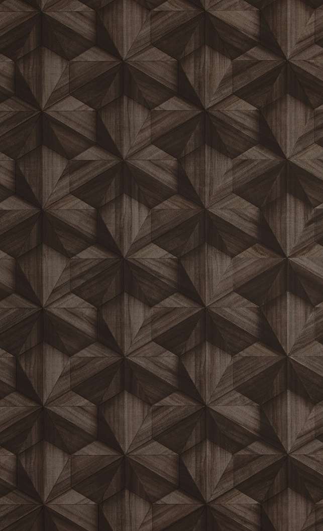 Modern geomtriai mintás tapéta sötét barna színben