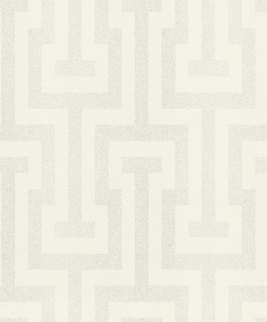 Modern görög motívum mintás tapéta fehér, ezüst színben