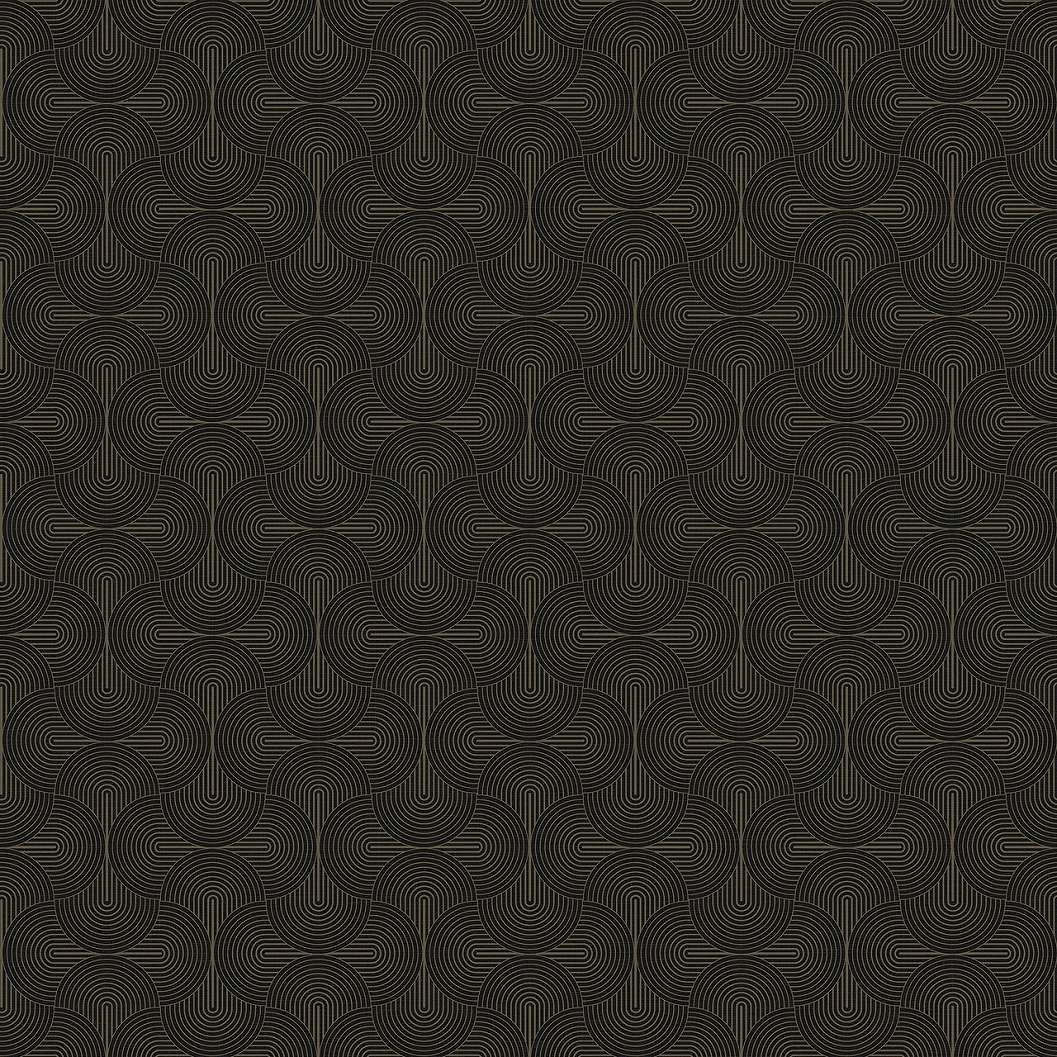 Modern hullám geometria mintás fekete arany dekor tapéta