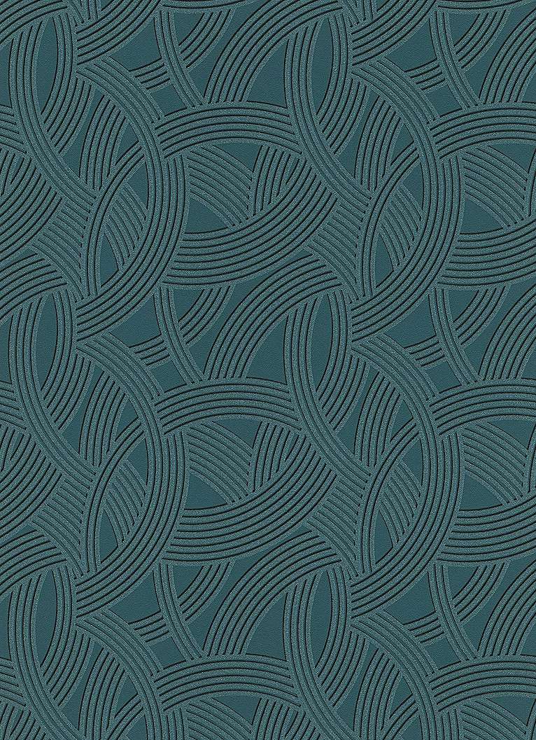 Modern hullám mintás vlies tapéta türkiz színben