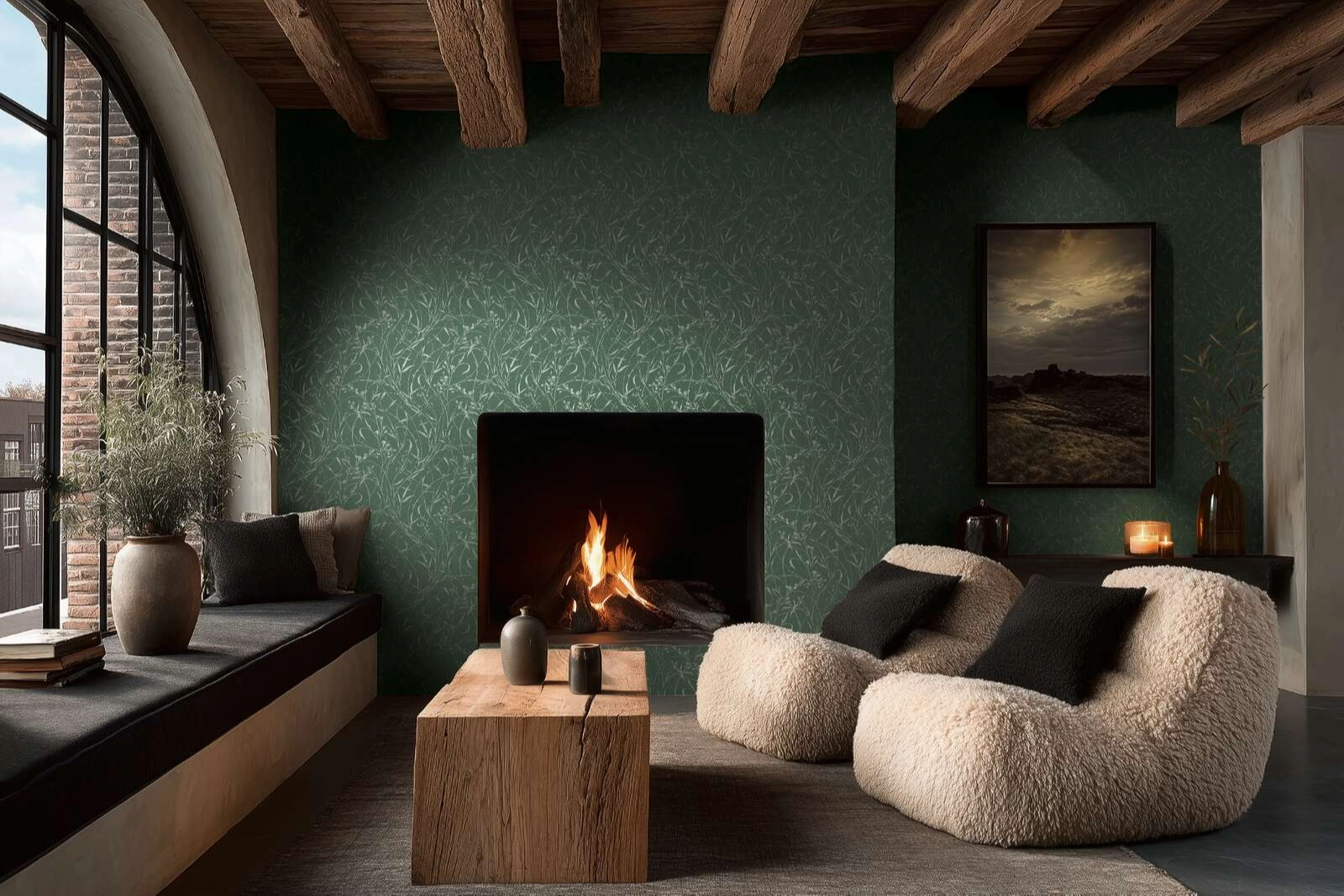 Modern inda mintás design tapéta fényes ezüst és zöld színvilágban