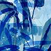 Modern kék botanikus mintás vlies fali poszter