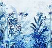 Modern kék botanikus mintás vlies fali poszter