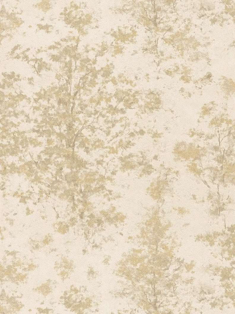 Modern koptatott fa mintás design tapéta fényes arany és beige színvilágban
