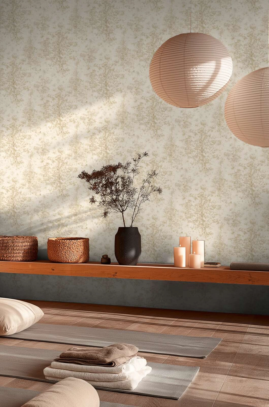 Modern koptatott fa mintás design tapéta fényes arany és fehér színvilágban