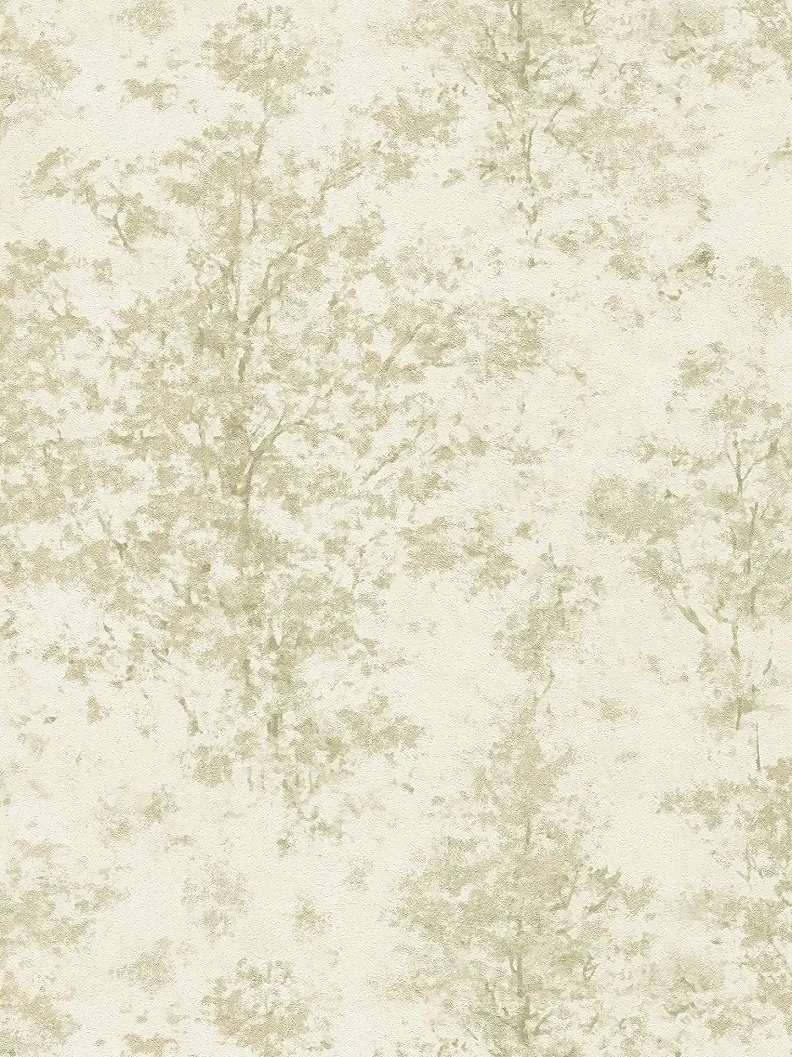 Modern koptatott fa mintás design tapéta fényes ezüst zöld és krém színvilágban