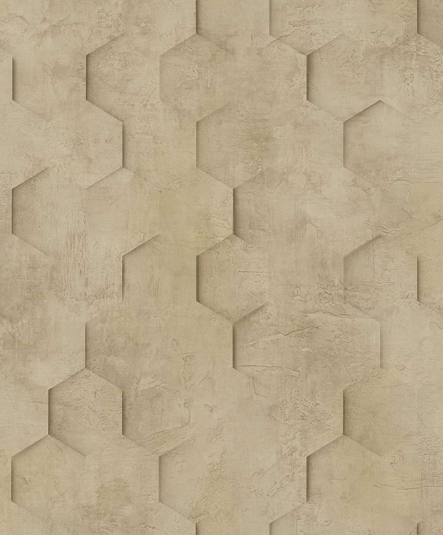 Modern loft stílusú barnás beige színű geometria mintás design tapéta