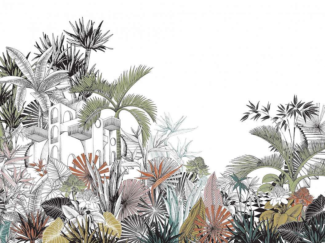 Modern minimál botanikus dzsungel mintás vlies poszter tapéta