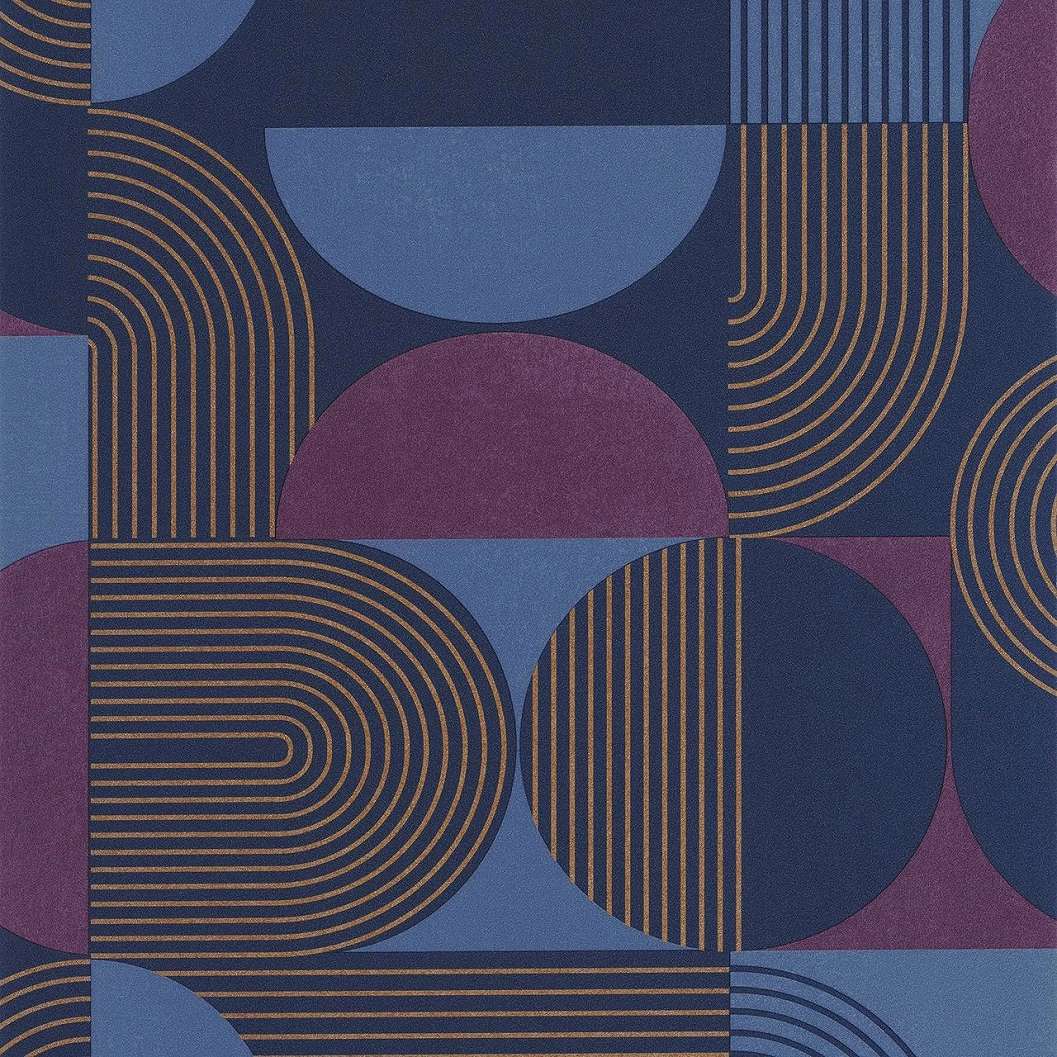 Modern nagy léptékű geometria mintás dekor tapéta kék, lila színben