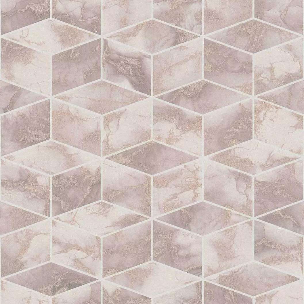 Modern rózsaszín metál hatású geometrikus mintás vlies design tapéta