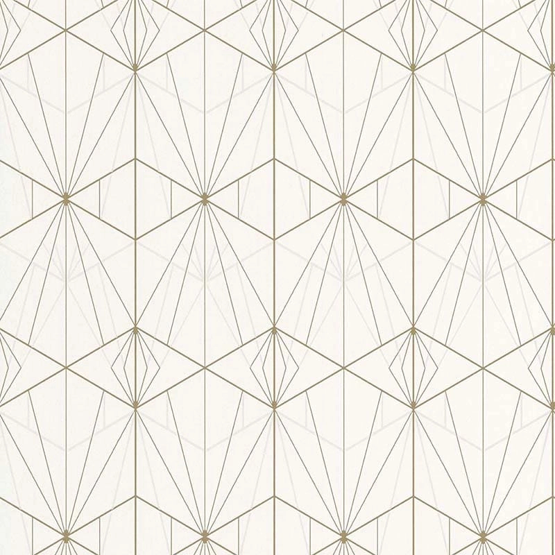 Modern stílusú design tapéta elegáns koptatott fehér arany geometrai mintával