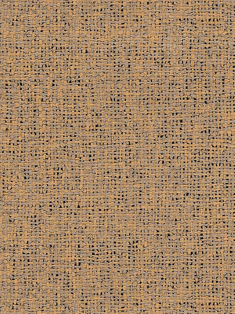 Modern szőtt gyékény mintás design tapéta enyhén fényes sárgásbarna és szürke színvilágban
