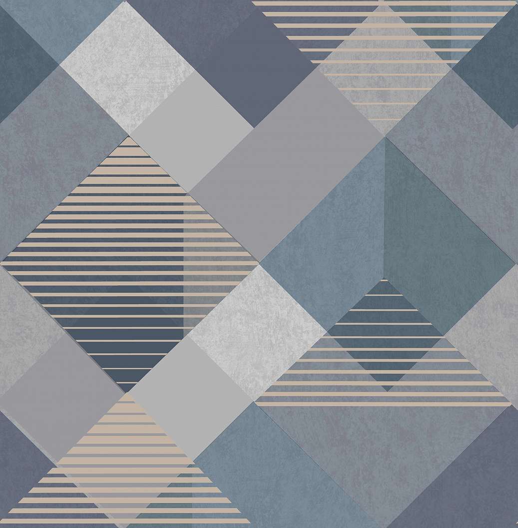 Modern tapéta kék geometrikus mintával