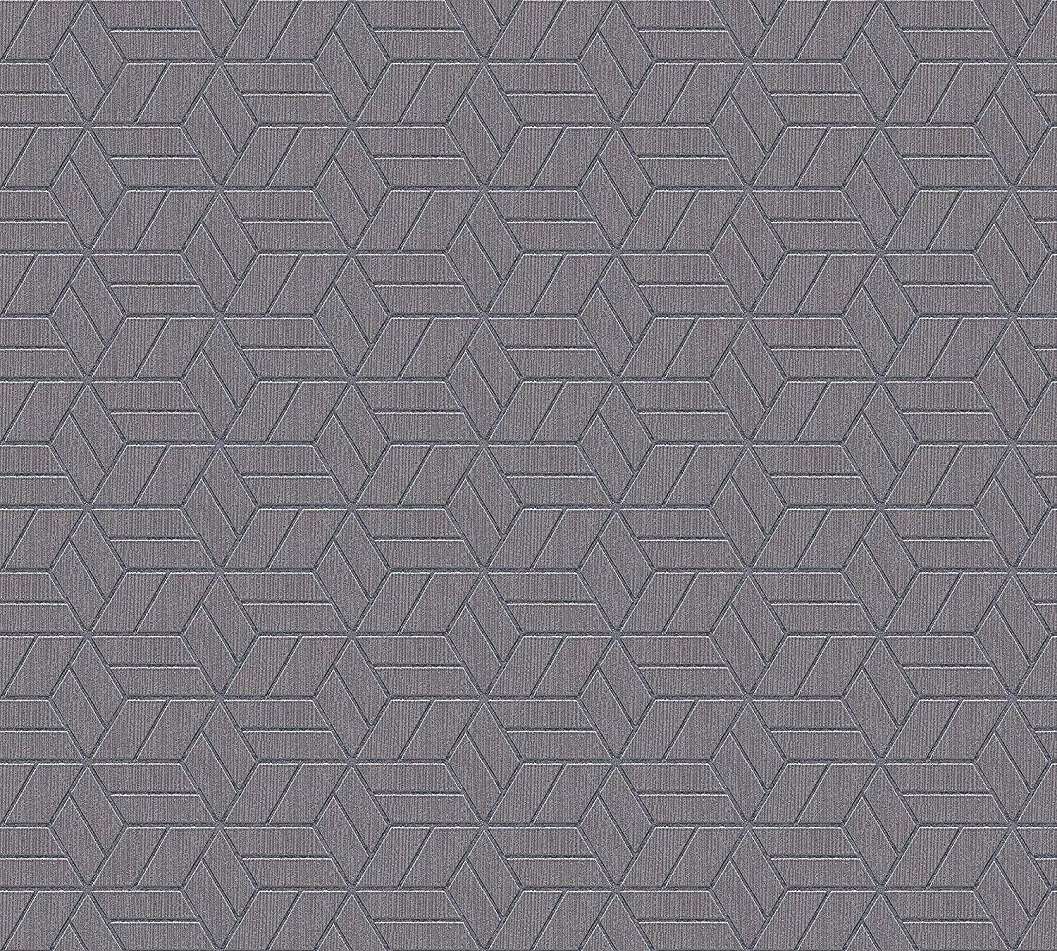 Modern tapéta szürke színben geometriai mintával habosított felülettel