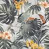Modern trópusi hangulatú design tapéta pálmalevél és orchidea virág mintával