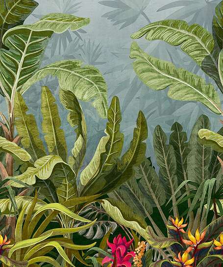 Modern trópusi pálmaleveles mosható posztertapéta