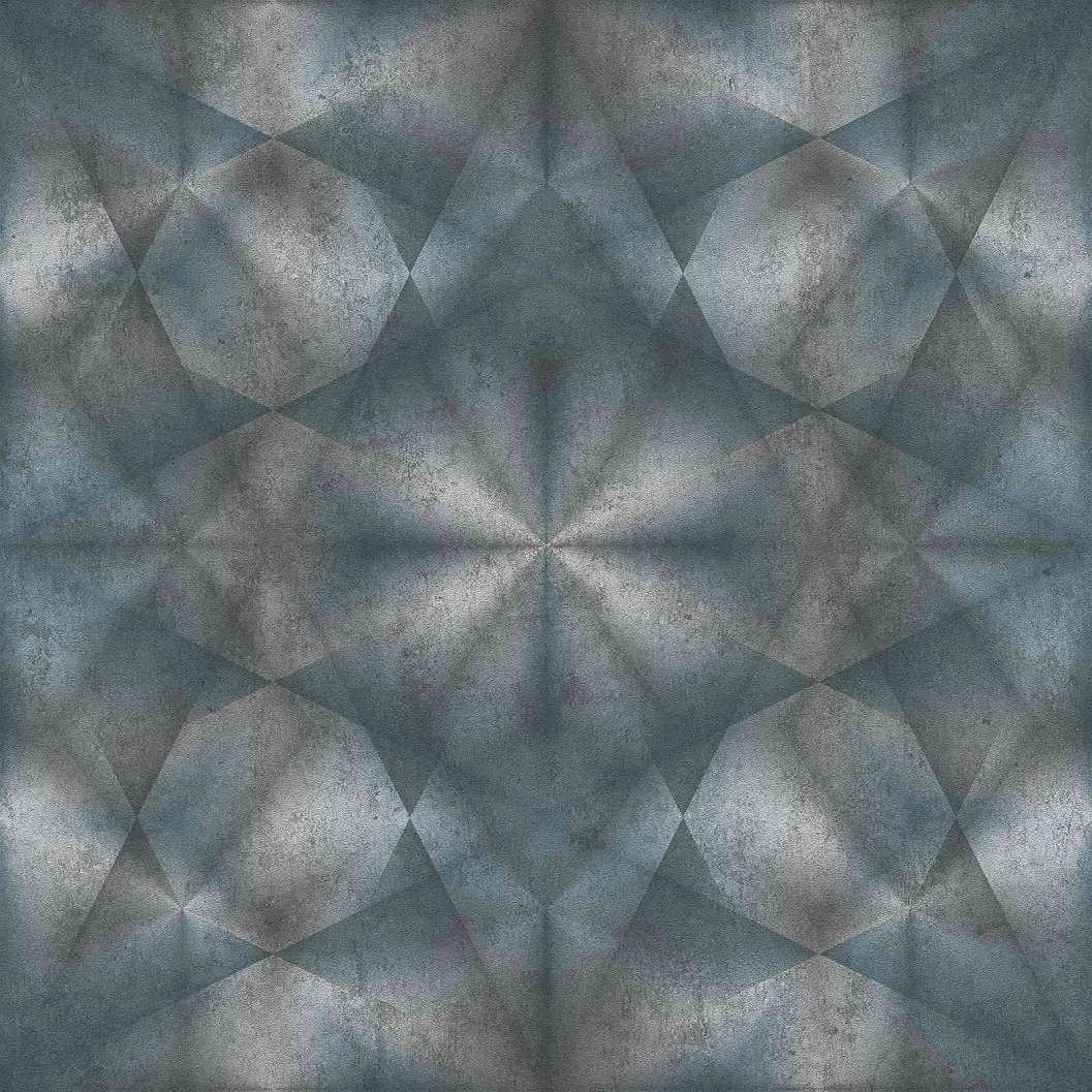 Modern türkiz 3D hatású dekor tapéta geometrikus mintával