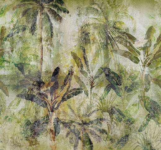 Modern vintage trópusi botanikus mintás posztertapéta