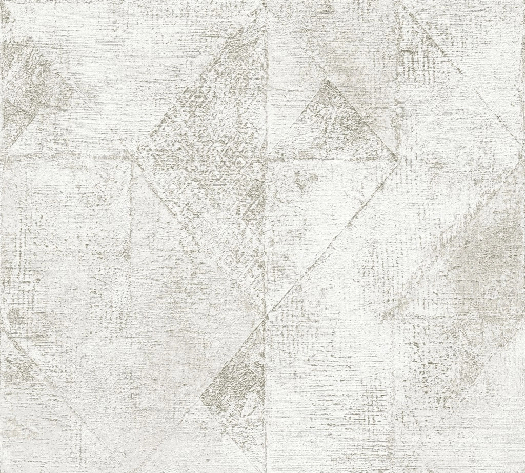 Modern vinyl tapéta krémfehér ezüst geometrikus mintával