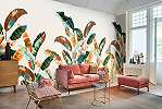 Modern vlies fali poszter óriás színes banánlevél mintával