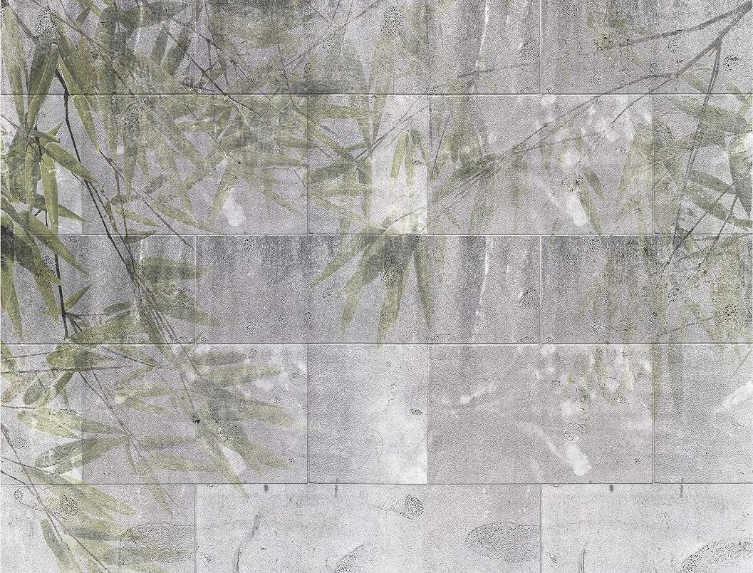 Modern vlies fotótapéta betonhatású alapon leveles mintával 368x254 vlies
