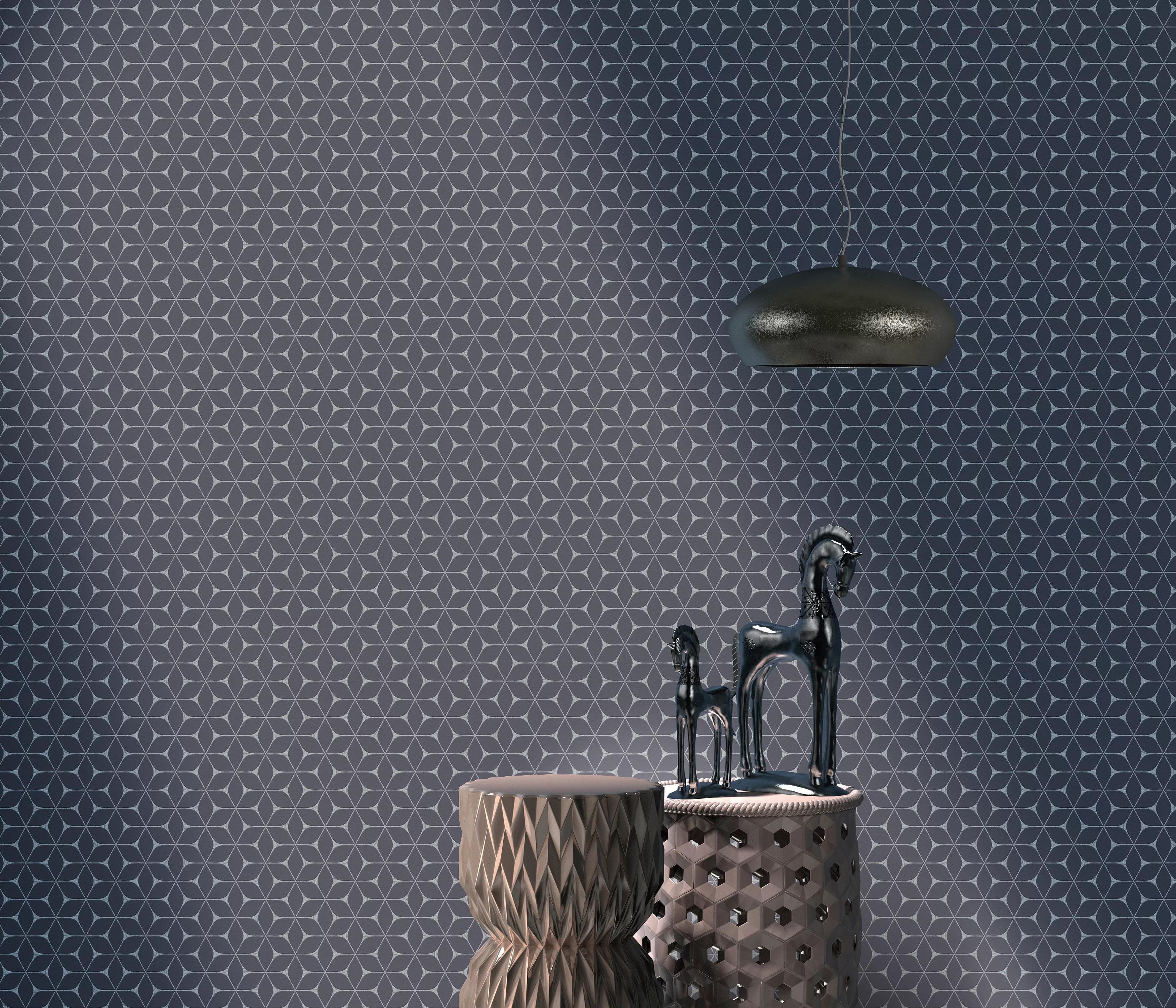 Modern vlies tapéta fekete színben geometrikus mintával