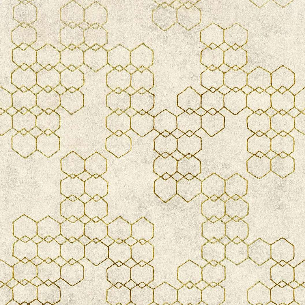 Modern vlies tapéta krém alapon arany geometrikus mintával