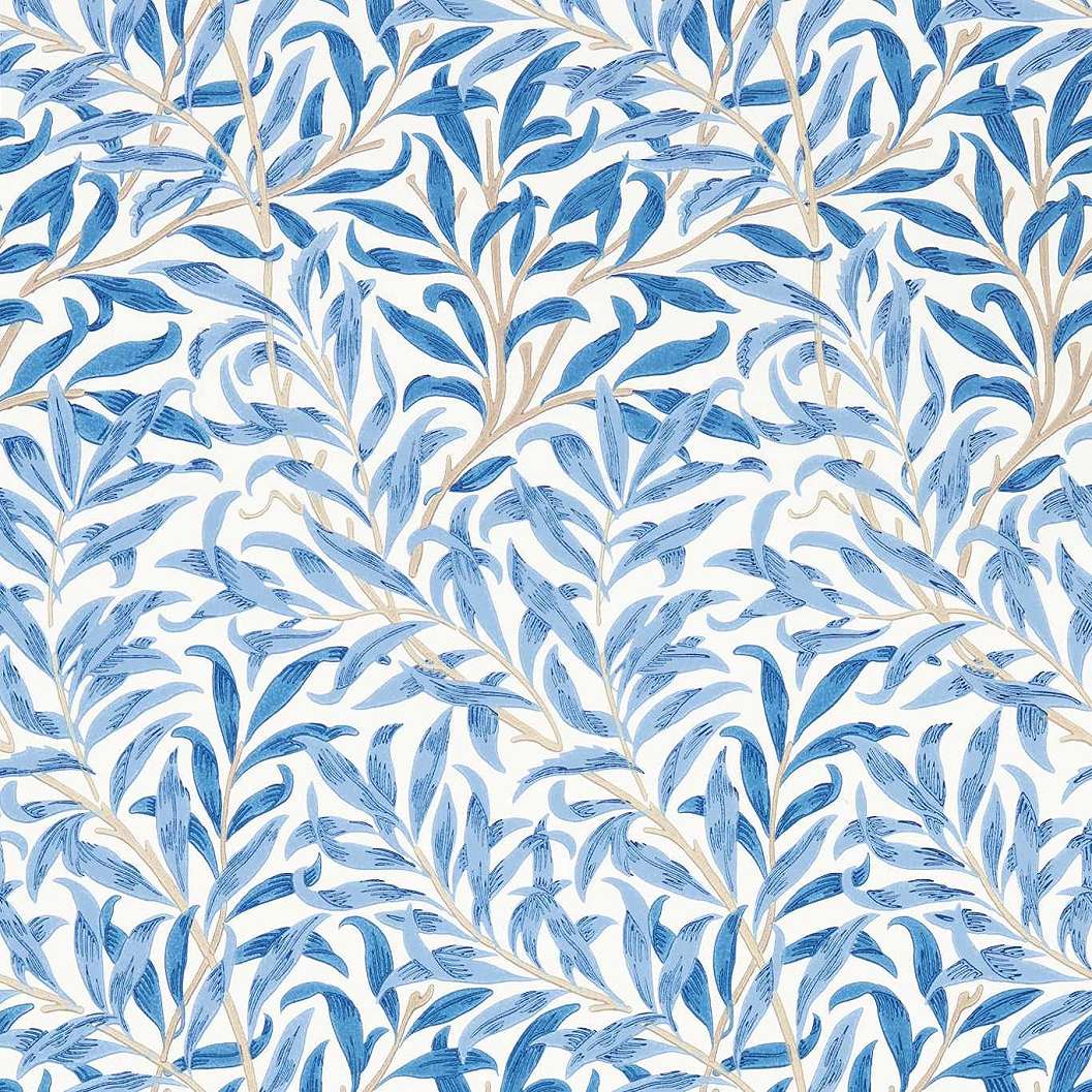 Morris&co angol tapéta kék klasszikus leveles mintával