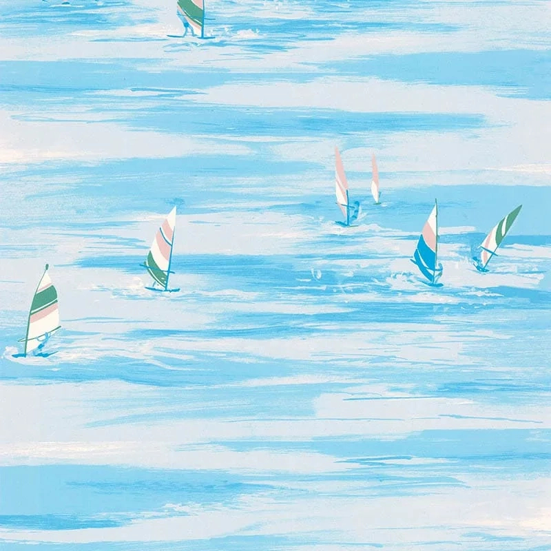 Mosható bohém dekor tapéta azurkék szörfös mintával