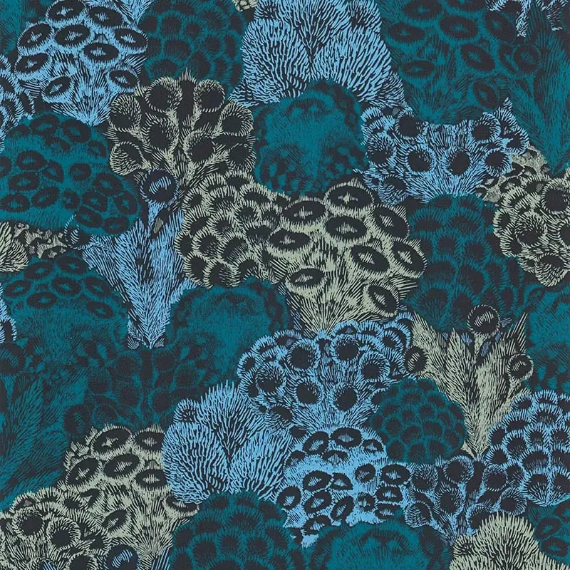 Mosható bohém dekor tapéta kék korall mintával