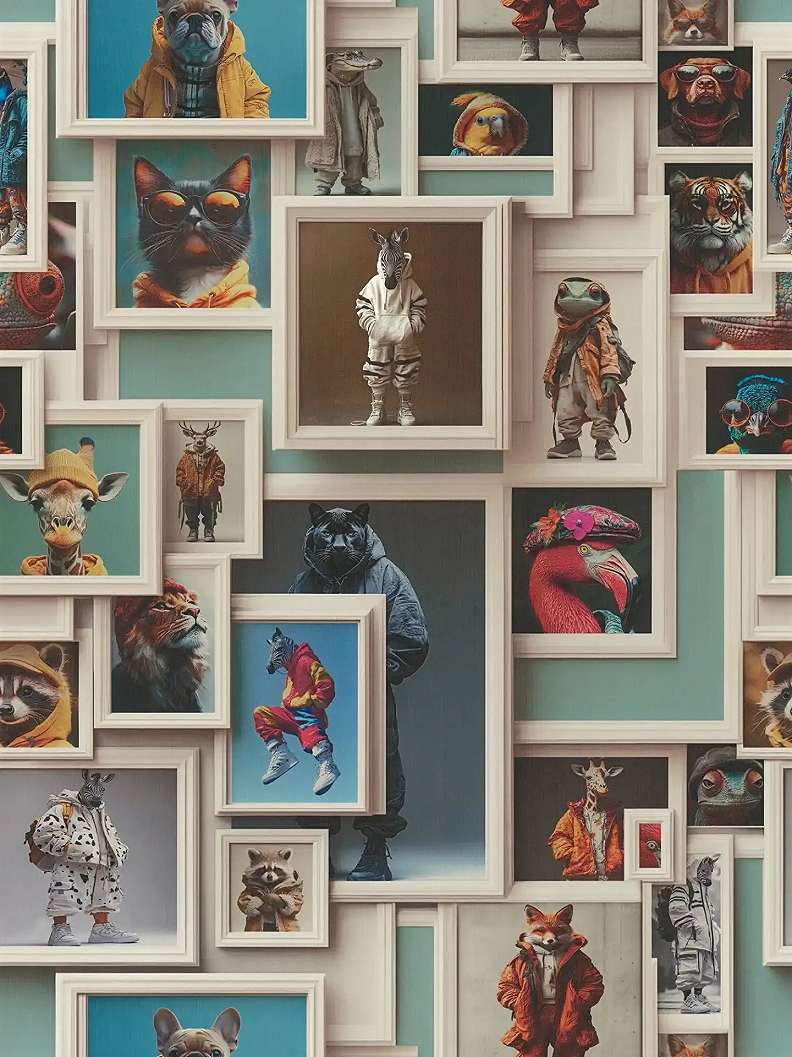 Mosható dekor tapéta állatos vicces képek mintával sokszínben