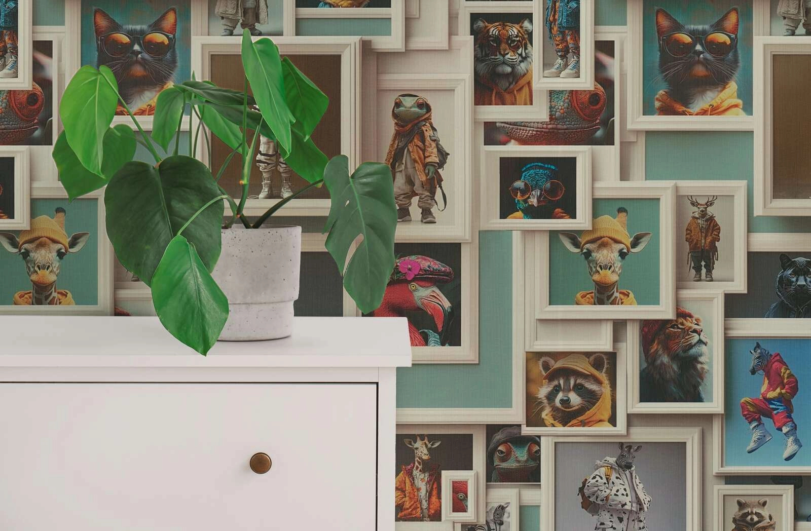 Mosható dekor tapéta állatos vicces képek mintával sokszínben