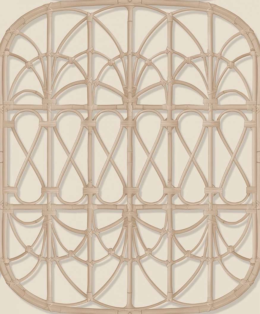 Mosható dekor tapéta bambusz rácsos panel mintával beige színben