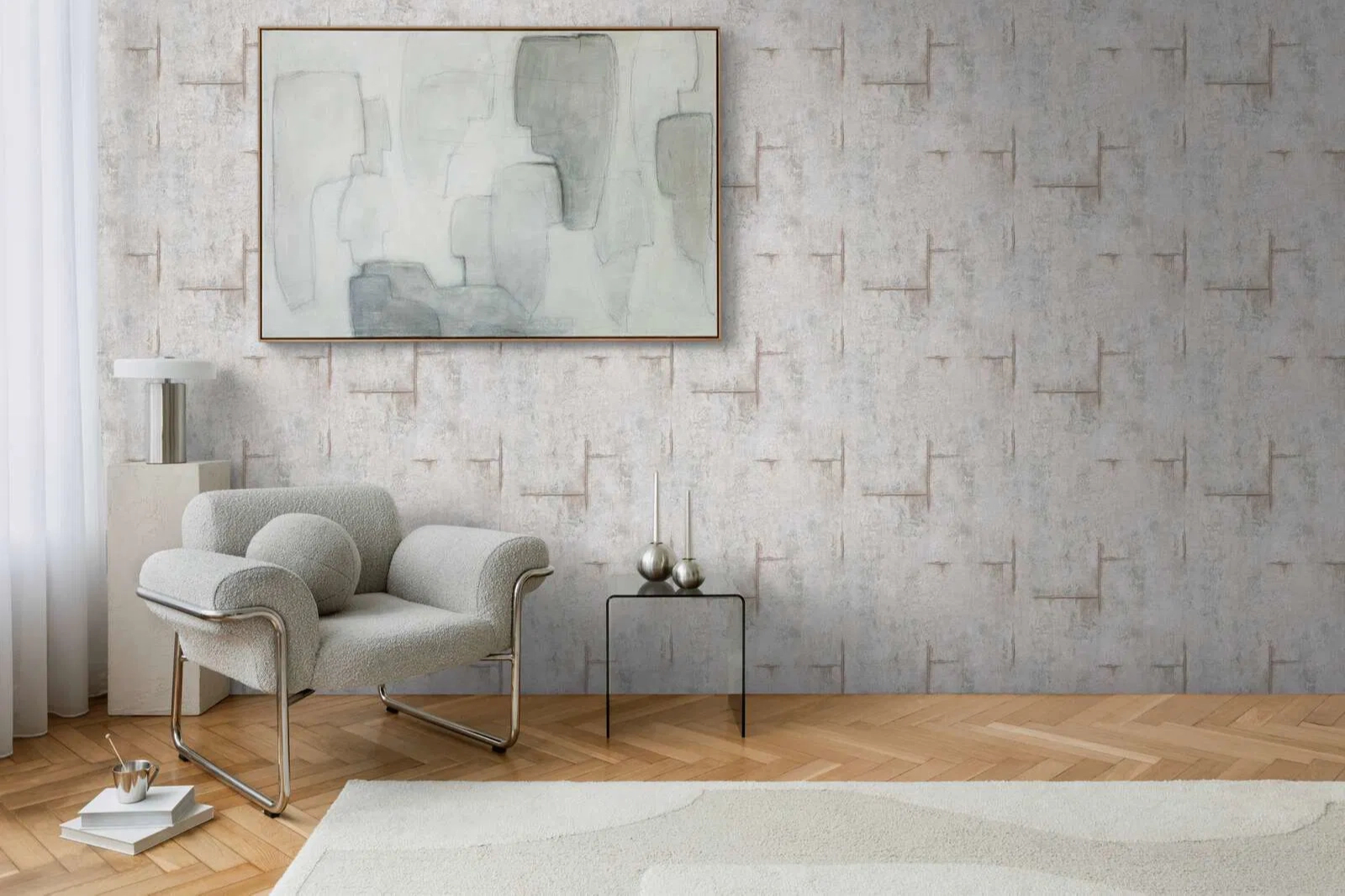 Mosható dekor tapéta betonhatású mintával világosszürke színben