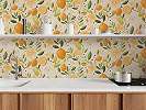 Mosható dekor tapéta citrom mintával sárgta és zöld színben krém háttéren