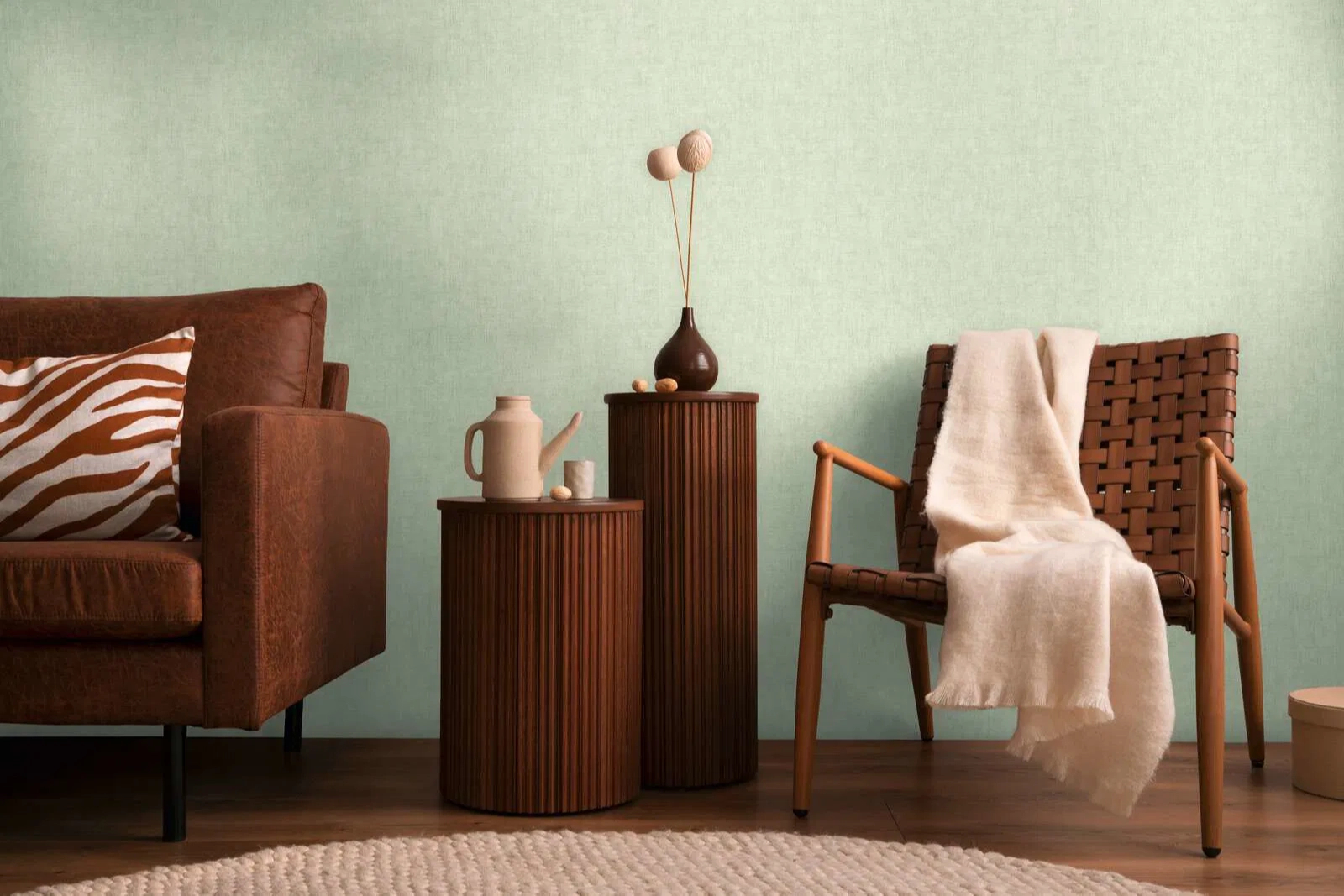 Mosható dekor tapéta egyszínű almazöld színben