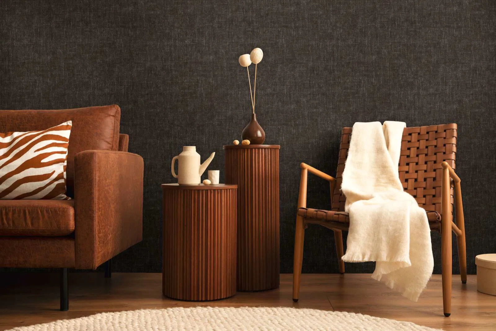 Mosható dekor tapéta egyszínű fekete színben