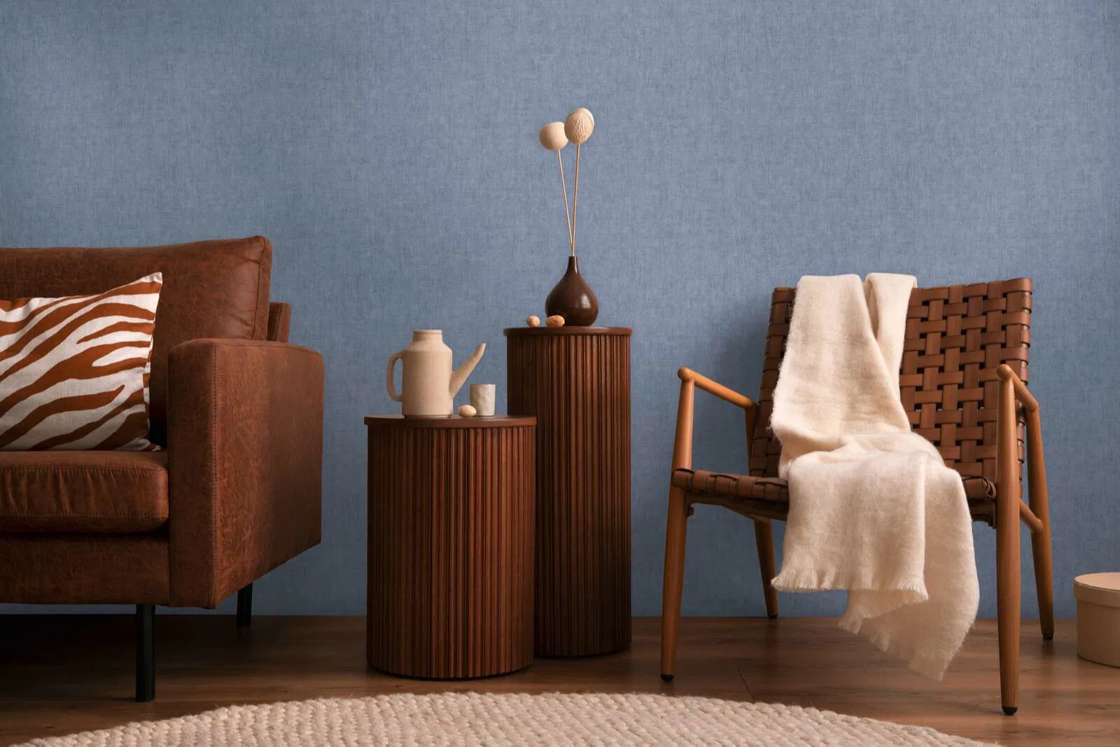 Mosható dekor tapéta egyszínű indigókék színben